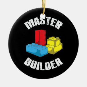 Cool Master Builder Funny Building Blocks Gift Ceramic Tree Decoration