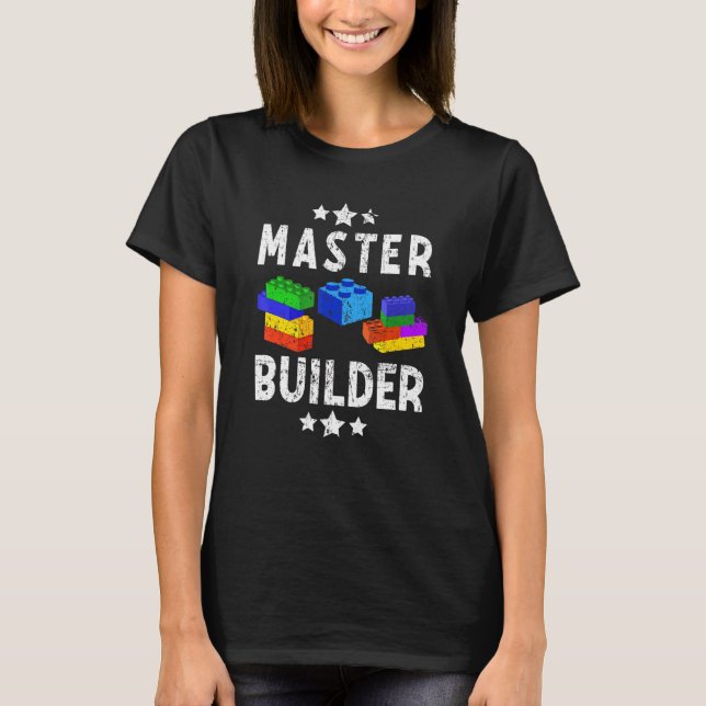 Cool Master Builder Funny Building Blocks  Men Wom T-Shirt (Front)