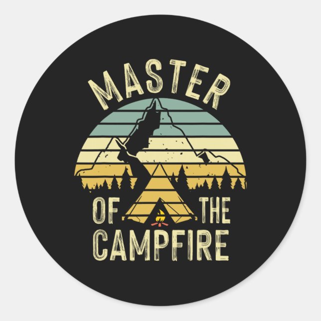 Cool Master Campfire Funny Camping Gift For Kids M Classic Round Sticker (Front)