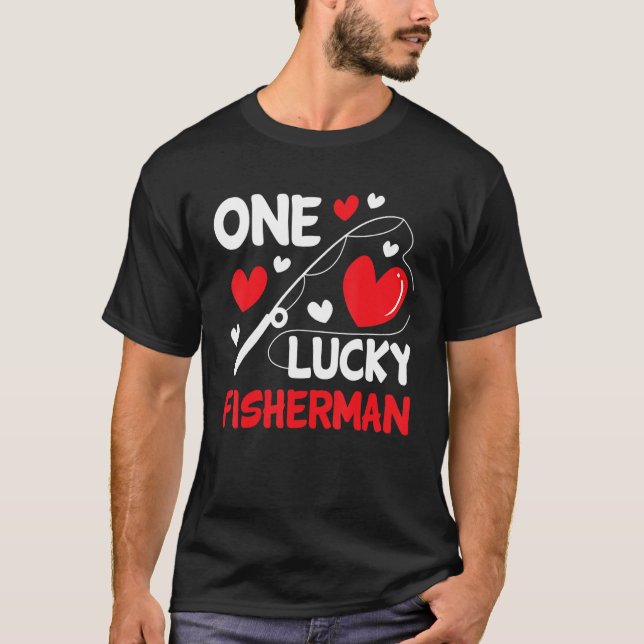 Cool Matching Outfit Couple Fishing, One Lucky Fis T-Shirt (Front)