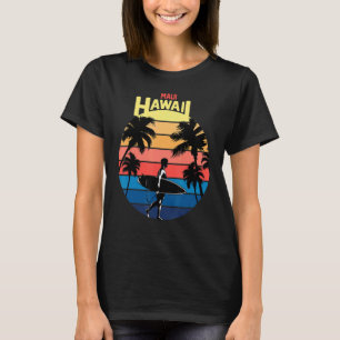 Cool Maui Hawaii Retro Sunset With Palm Tree Surfi T-Shirt