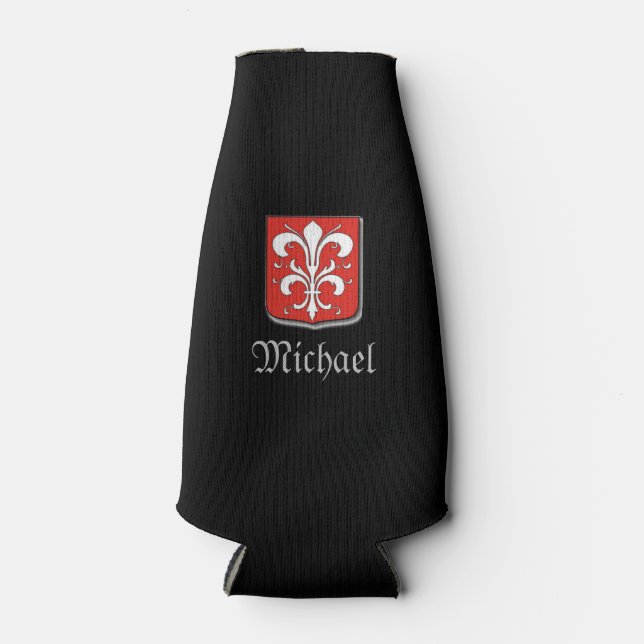 Cool Mediaeval Black and Red Knight Shield Bottle Cooler (Front)