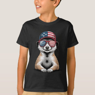 Cool Meerkat Usa Flag Sungles Independence 4th Of T-Shirt