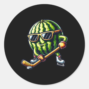 Cool Melon Ice Hockey Fun  Classic Round Sticker