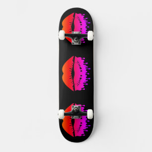Cool Melting Lips With Custom Background Skateboard