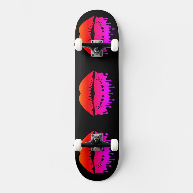 Cool Melting Lips With Custom Background  Skateboard (Front)