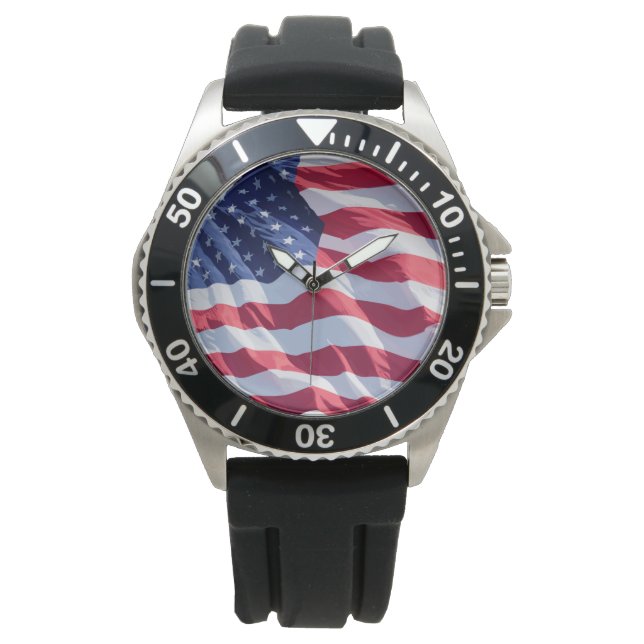 Cool Men's Patriotic United States Flag Watch (Front)