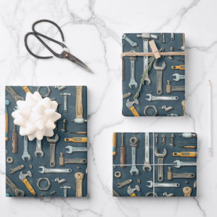 Cool mens tool pattern party wrapping paper sheet