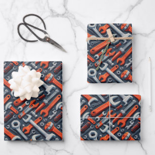 Cool mens tool pattern party wrapping paper sheet