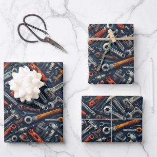 Cool mens tool pattern party Wrapping Paper Sheets