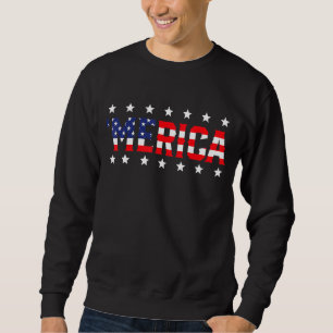 Cool Merica America Usa Flag Patriotic 4th Of Jul Sweatshirt