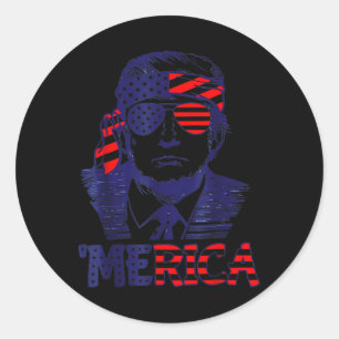 Cool merica Trump Happy 4th Of July Trump American Classic Round Sticker