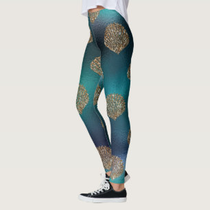 cool mermaid glitter blue gold sea shells unicorn leggings