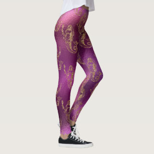 cool mermaid glitter blue green pink pattern leggings