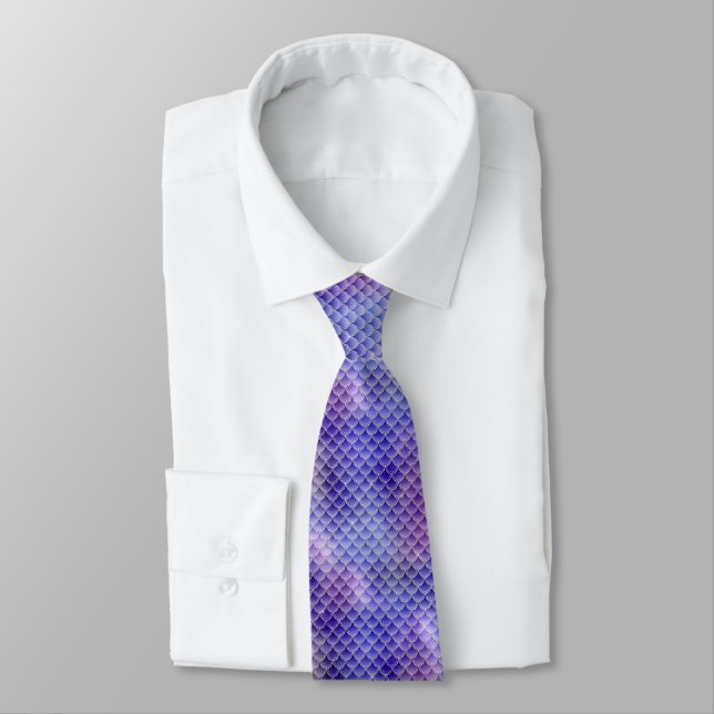 Cool Mermaid Scales Tail Pattern Tie (Tied)