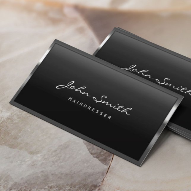 Cool Metal Border Hairdresser Business Card (Creator Uploaded)