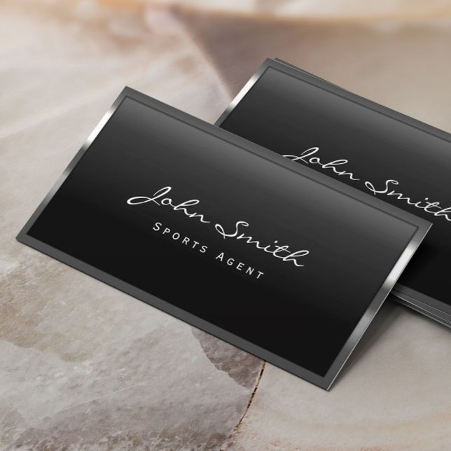 Cool Metal Border Sports Agent Business Card (Creator Uploaded)