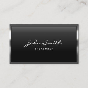 Cool Metal Border Treasurer Business Card