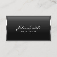 Cool Metal Border Video Editor Business Card