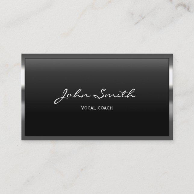 Cool Metal Border Vocal Coach Business Card (Front)