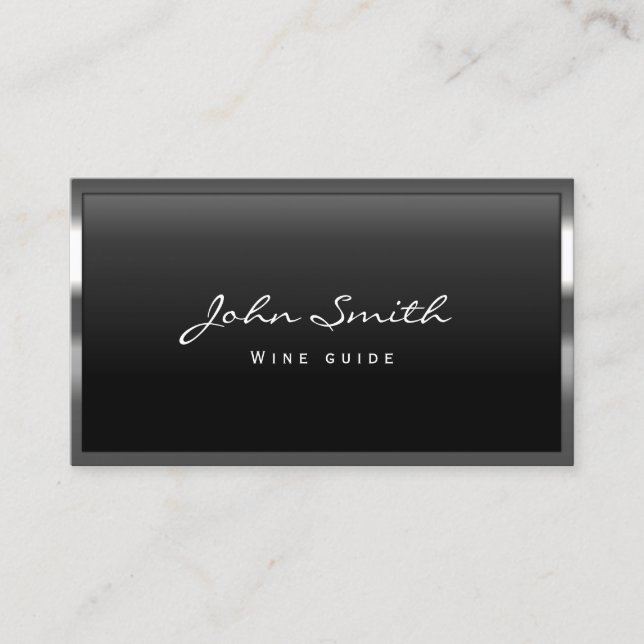 Cool Metal Border Wine Tasting Business Card (Front)