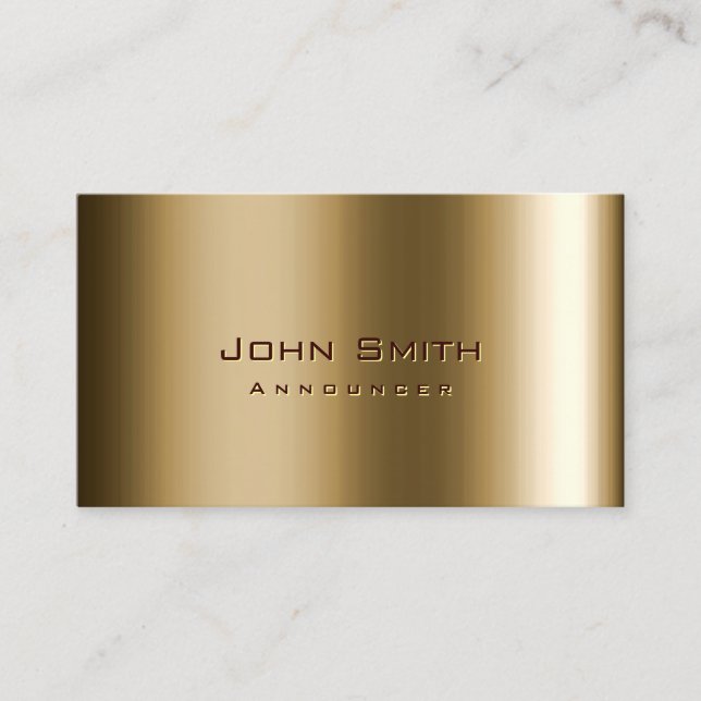 Cool Metal Bronze Announcer Business Card (Front)