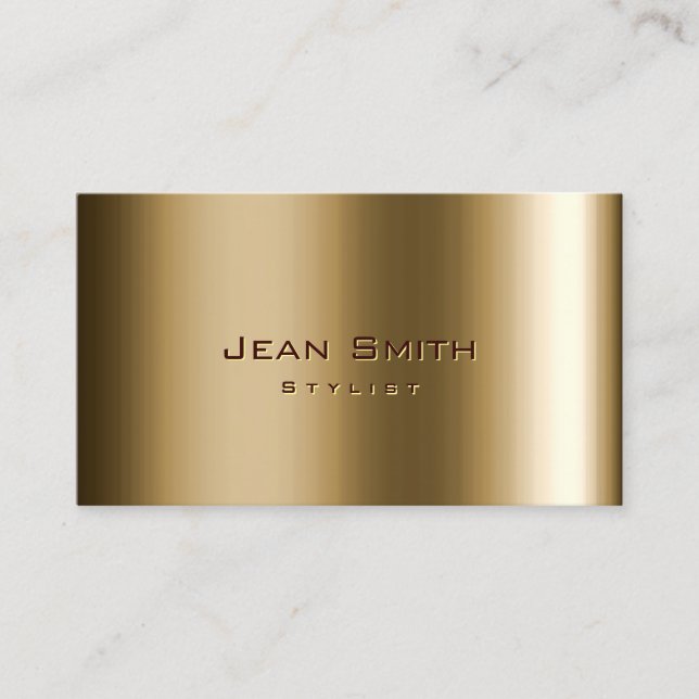 Cool Metal Bronze Hair Stylist Business Card (Front)