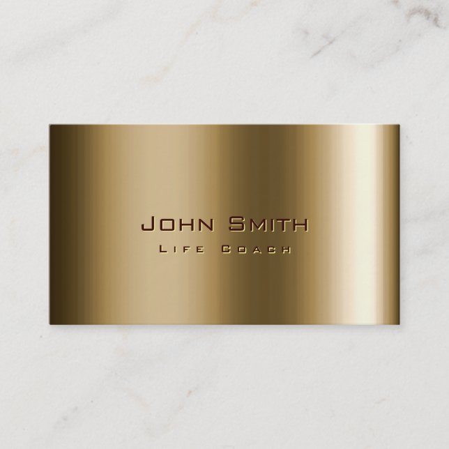 Cool Metal Bronze Life Coach Business Card (Front)