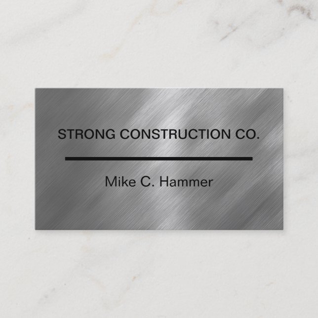 Cool Metallic Construction Business Cards (Front)