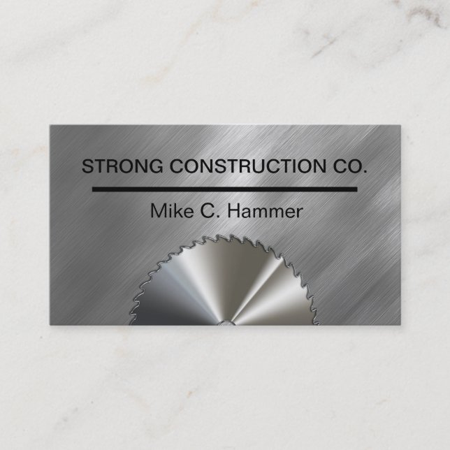 Cool Metallic Construction Business Cards (Front)
