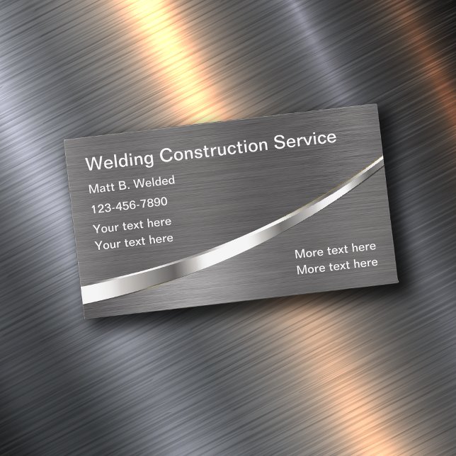 Cool Metallic Look Welding Construction Magnetic Business Card (Creator Uploaded)