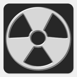 Cool Metallic Radioactive Radiation Symbol Square Sticker