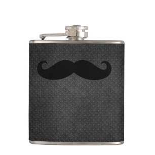 Cool Metallic Steel Look with Funny Moustache Hip Flask