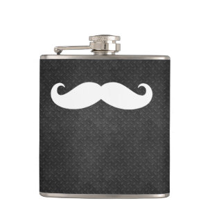 Cool Metallic Steel Look with Funny White Hip Flask