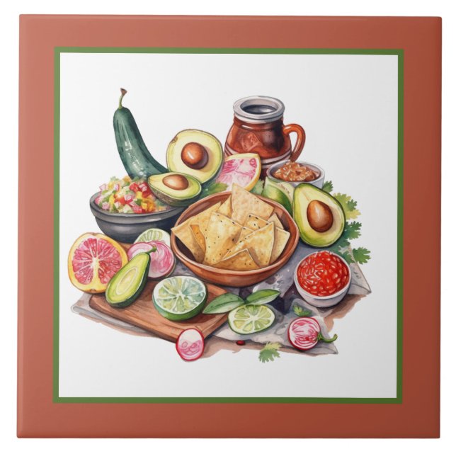 cool Mexican food home Business crafting ceramic  Tile (Front)