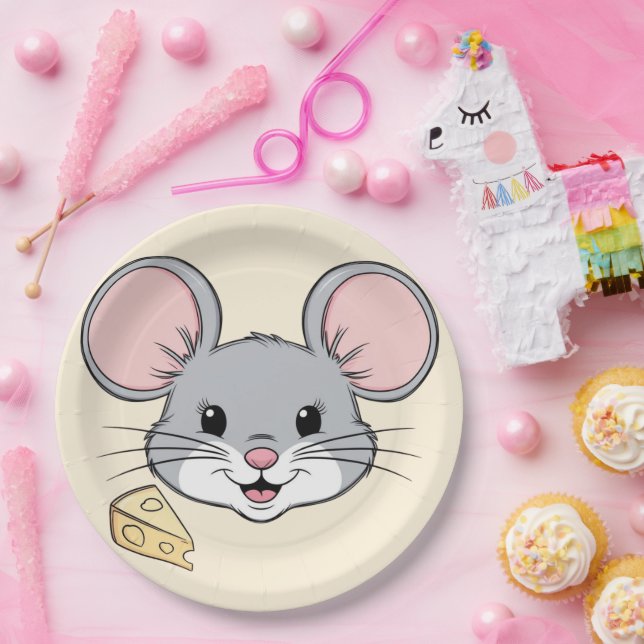 Cool mice mouse animals pet cartoon Birthday Paper Plate (Party)