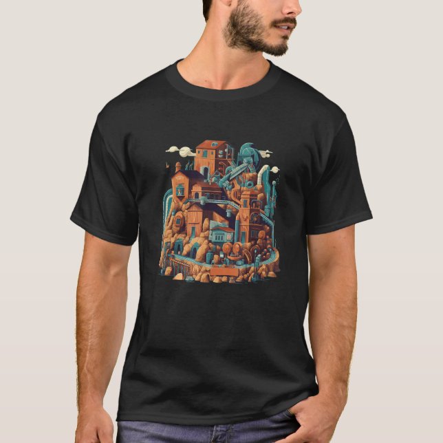 Cool Mine Building for mining Company and Miner T-Shirt (Front)
