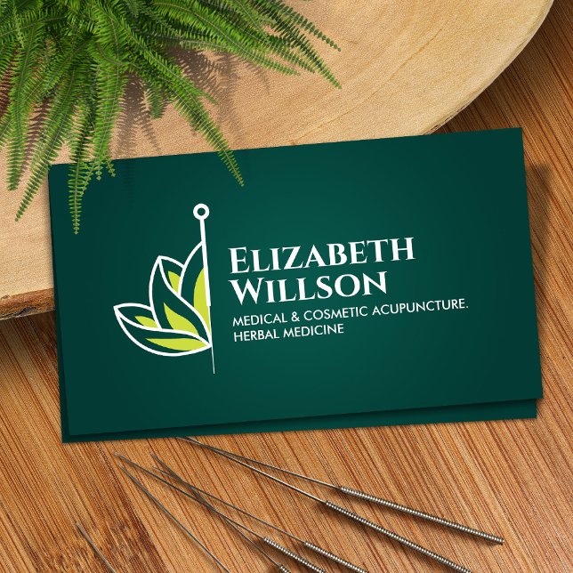 Cool Minimal Acupuncture Needle - Lotus Flower Business Card (Creator Uploaded)