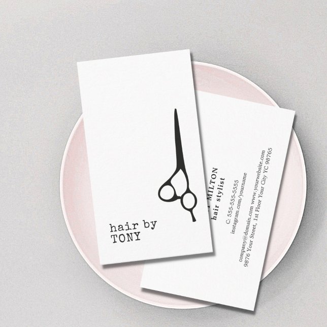 Cool Minimal Black White Hair Stylist Business Card (Creator Uploaded)