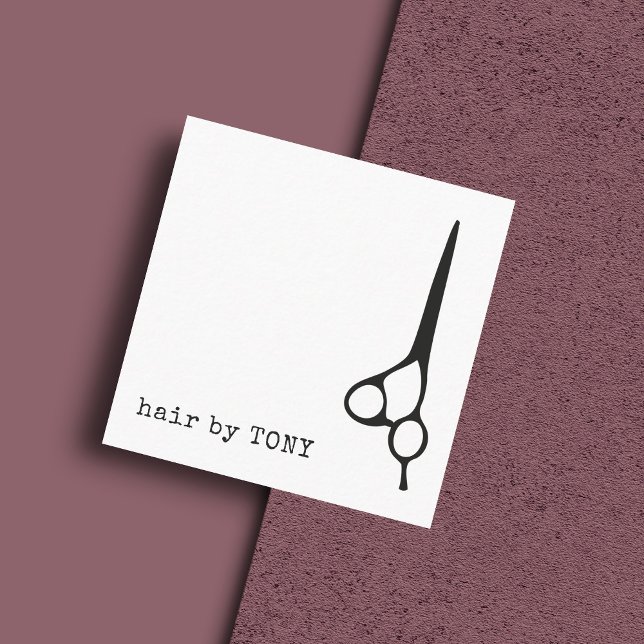Cool Minimal Black White Hair Stylist Square Business Card (Creator Uploaded)