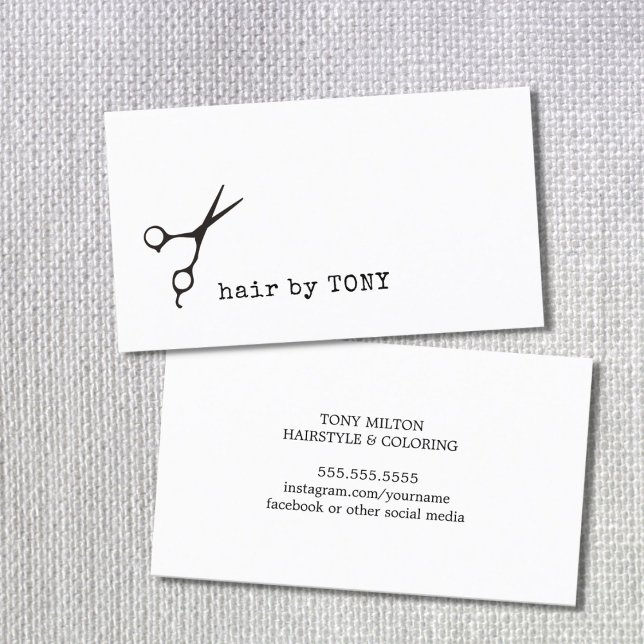 Cool Minimal Black White Scissors Hair Stylist Business Card (Creator Uploaded)