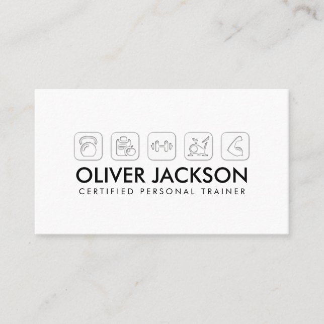 Cool minimal fitness trainer  business card (Front)