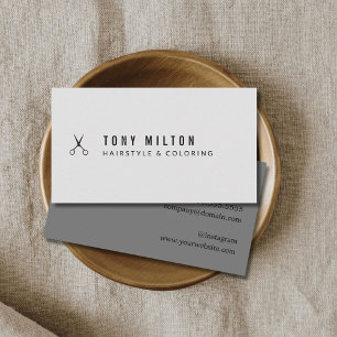Cool Minimal Grey Black Scissors Hairstylist Business Card