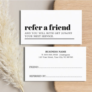 Cool Minimalist Black White Bold Beauty Salon Referral Card