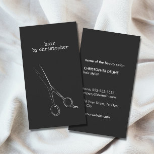 Cool Minimalist Black White Scissor Hair Stylist Business Card