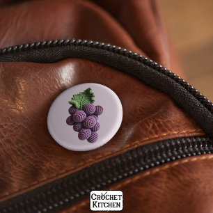 Cool Minimalist Purple Grandma Chic Crochet Grape 6 Cm Round Badge
