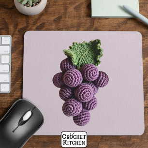 Cool Minimalist Purple Grandma Chic Crochet Grape Mouse Mat