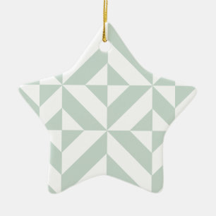 Cool Mint Geometric Deco Cube Pattern Ceramic Tree Decoration