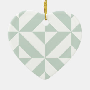 Cool Mint Geometric Deco Cube Pattern Ceramic Tree Decoration