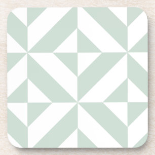 Cool Mint Geometric Deco Cube Pattern Coaster